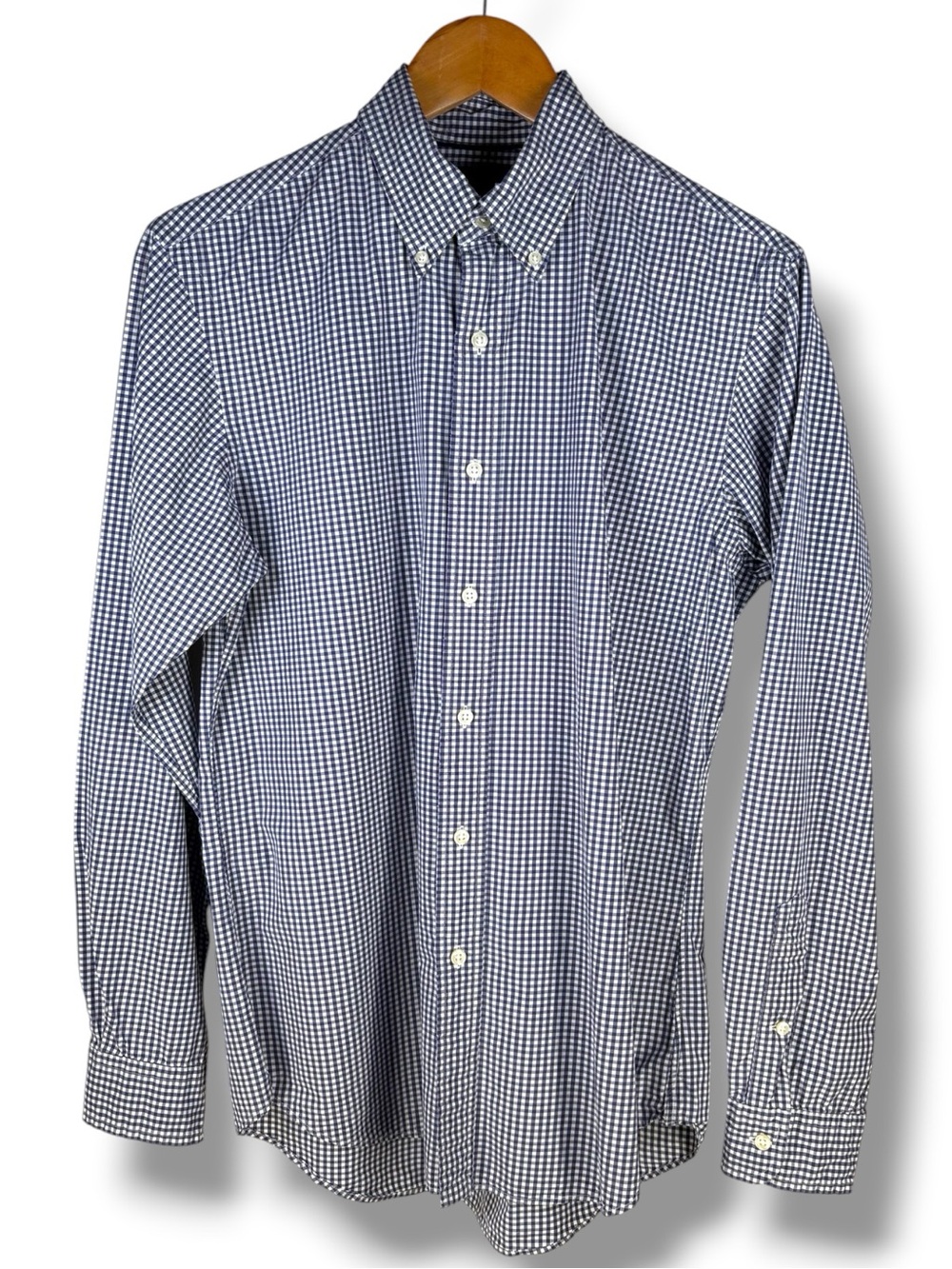 Ralph Lauren Blue Label Navy & White Gingham Slim Fit Button-Down Shirt Medium